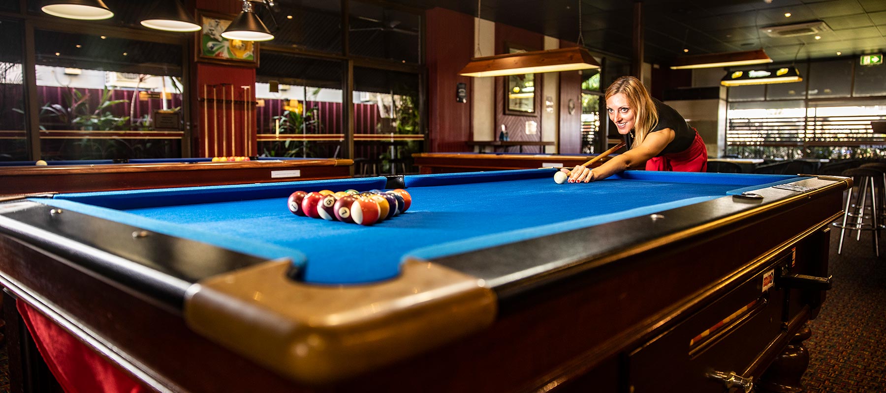 The Golden Gecko Hotel sports bar pool table